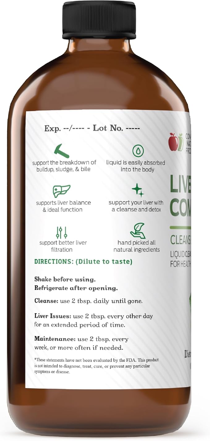 Liver Complete 16oz Support Liquid – Milk Thistle Chanca Piedra &amp Dandelion Root – Herbal Cleanse Supplement – Non-GMO Organic Ingredients