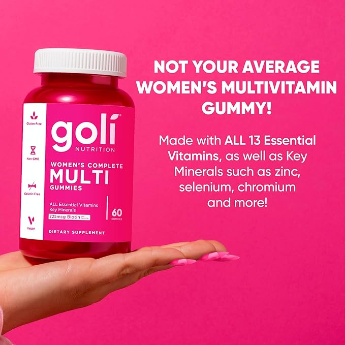 Goli Women's Multi Gummies - Complete Daily Multivitamin with All 13 Essential Vitamins Biotin Zinc - Supports Hair Skin Nails Immune System - Vegan Non-GMO - 60 Count (2 Pack)