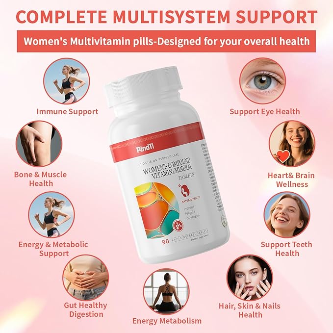 Multivitamin for Women 50+ Daily Women 50+ Multi-Vitamin with Vitamins A BC E for Energy &amp Bone &amp Immune &amp Skin&amp Hair Support 90 ct