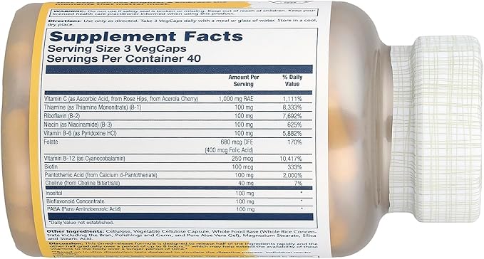 Solaray Mega B Stress Two Stage Timed Release Supplement 120 Count