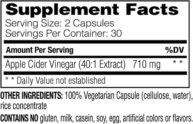 Enzymedica Apple Cider Vinegar Healthy Weight and Digestive Support 60 Count