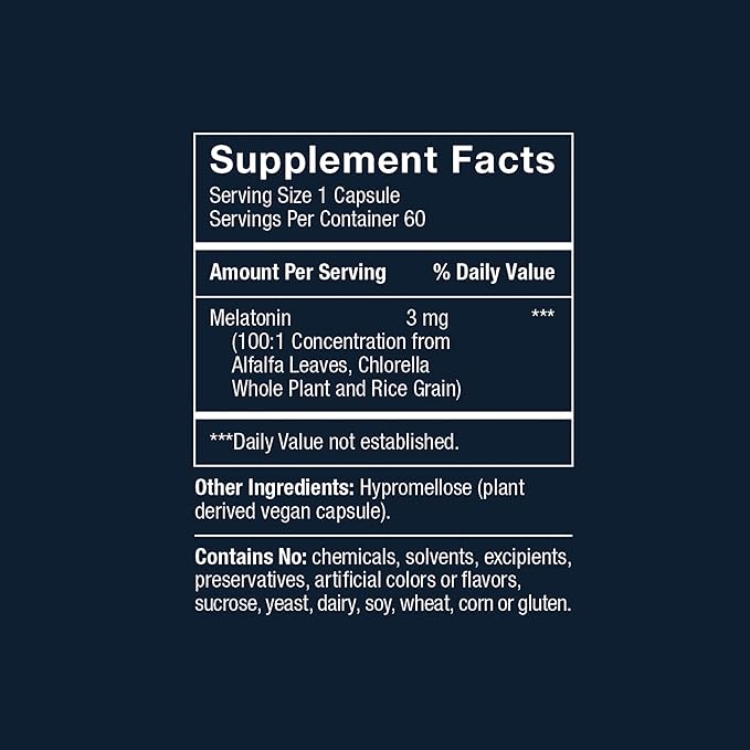Herbatonin® 3mg - Plant-Based Natural Vegan Melatonin Supplement (Phyto-Melatonin) Sleep Cycle Body Clock and Circadian Rhythm Support for Jet Lag Shift Work and Sleeplessness (120 Day Supply)