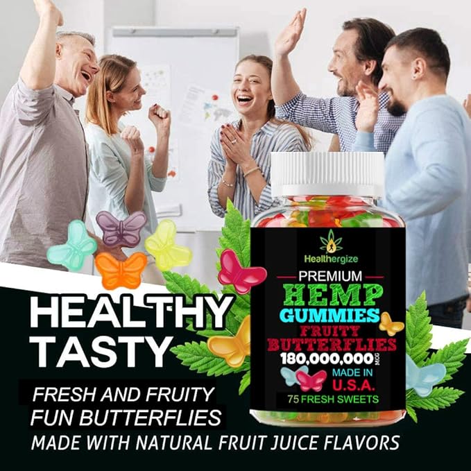 3PACK Hemp Gummies Fruity Butterflies-for Sleep Calm Peaceful Back-Natural Hemp Party Gummy Beras-Made in USA