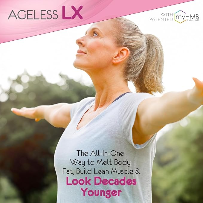 AgelessLX Powder Supplement for Women - with HMB Collagen Enhancer Plus Vitamin D3 with K2 Horsetail and Biotin for Lean Muscle and Stronger Hair and Nails - 30 Powder Packets Wild Berry