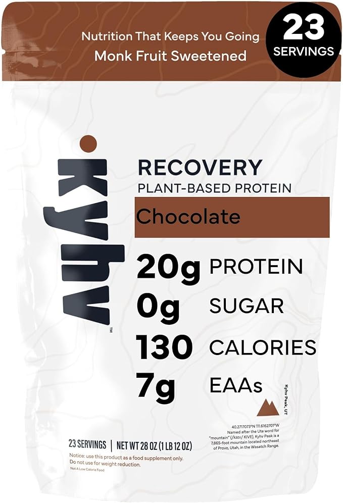 Recovery Plant Based Protein Powder Chocolate Flavor - 20g Complete Vegan Protein 0g Sugar 130 Calories Supports Muscle Recovery &amp Strength Dairy Free Gluten Free 1.75 lb