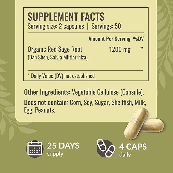 HERBAMAMA Red Sage and Turmeric Kit - Bundle of 1200 mg Red Sage Dan Shen Capsules &amp Turmeric Curcumin Drops 2 fl oz - Vegan Non-GMO Sugar &amp Alcohol-Free - 2 Pack