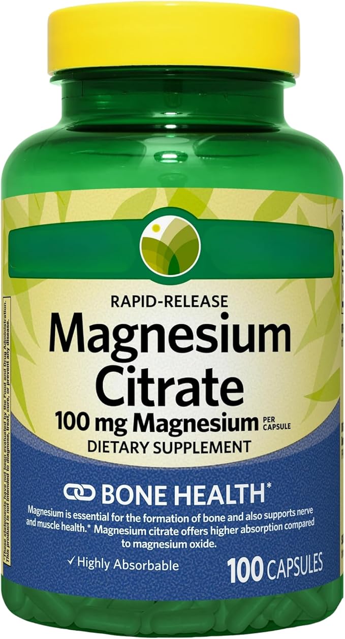 KP+ Magnesium | Magnesium Citrate 100 mg | Bone &amp Muscle Health Support | Rapid-Release Capsules | 100 Count | Dietary Supplement | Pack of 1