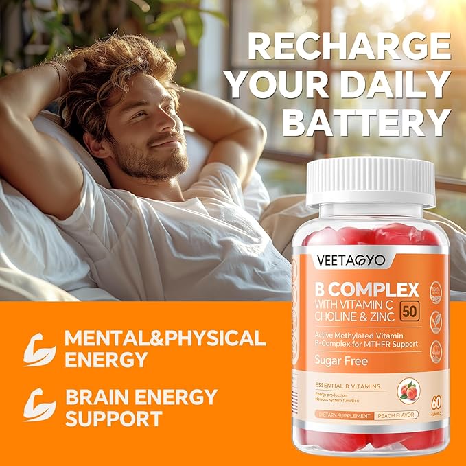 B Complex 50 Gummies Methylated B Complex with Vitamin CCholine &amp Zinc - Active Methylated B-Complex for EnergyMethylated Support - All B Vitamins - B1B2B3B5B6B7B9B12 - Sugar Free120 Co