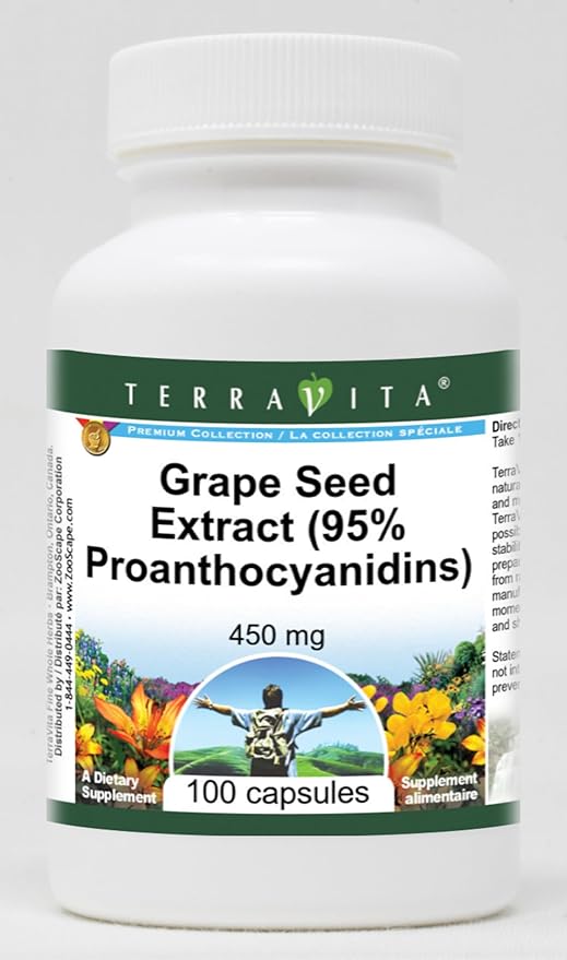 Grape Seed Extract (95% Proanthocyanidins) - 450 mg (100 Capsules ZIN: 520452) - 3 Pack