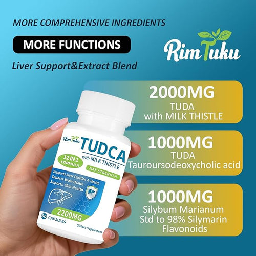 2200MG TUDCA Milk Thistle Supplement 12-in-1 Formula TUDCA+Milk Thistle TUDCA Supplement Bile Salts Liver Detox &amp Repair Support Antioxidant Support 240 Capsules