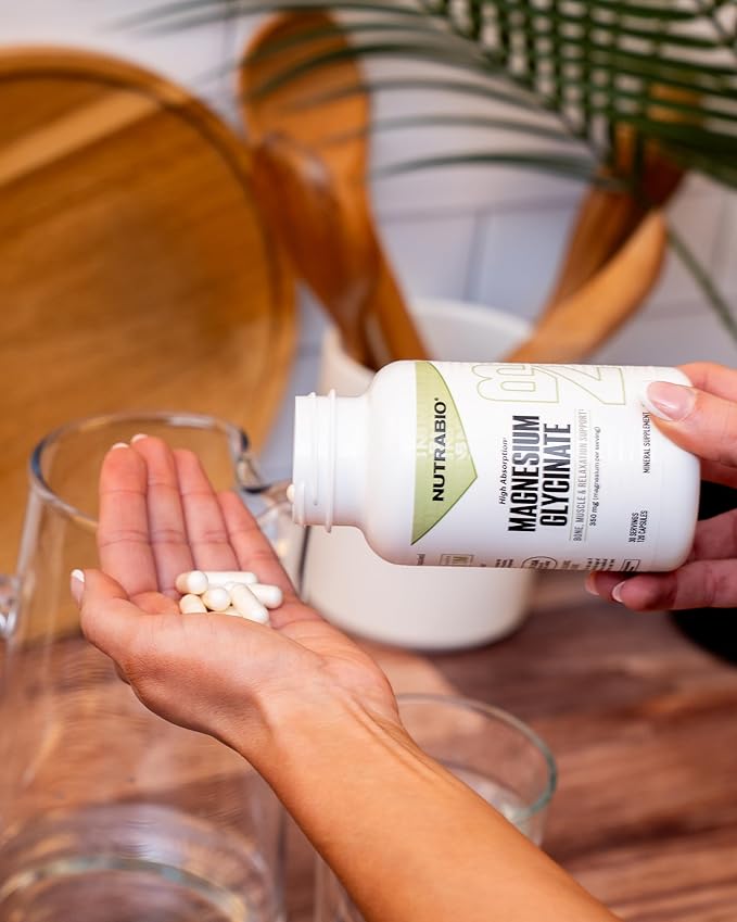 NutraBio Magnesium Glycinate - Pure Magnesium Sleep Supplement Supports Relaxation Heart Health Nerves Muscles and Metabolism - 350 mg - 120 Capsules