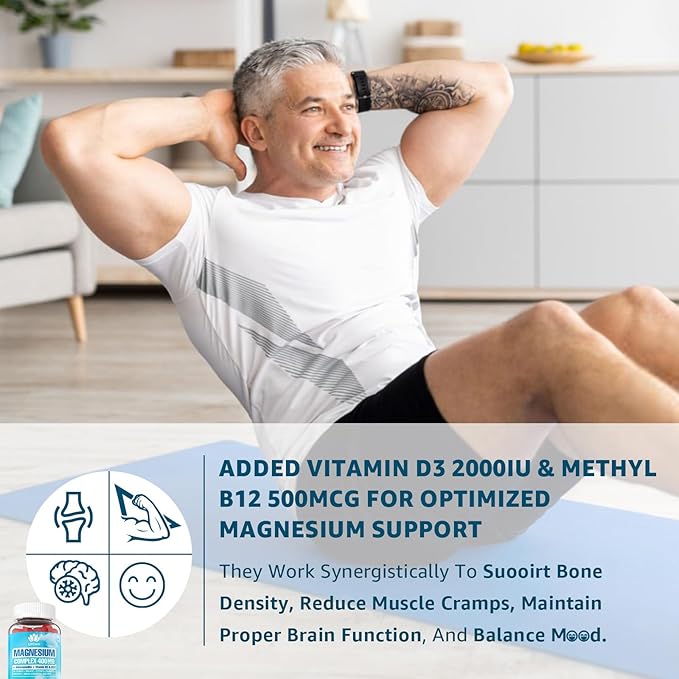Sugar Free Magnesium Complex for Women Calm Magnesium Gummies for Adults 400mg Magnesium Glycinate Citrate Malate &amp More- Magnesium Gummy with Magnesium Ashwagandha D3 B12 for Relax Calm V