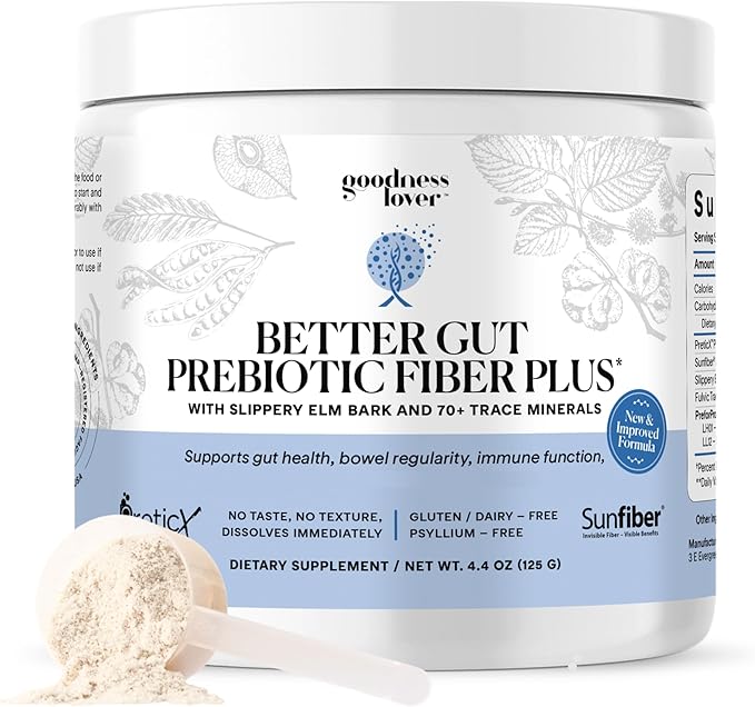 Goodness Lover Better Gut Prebiotic Fiber Plus Digestive Health Supplement for Gut Health Support Bloat Relief &amp Regularity Support 30 Servings