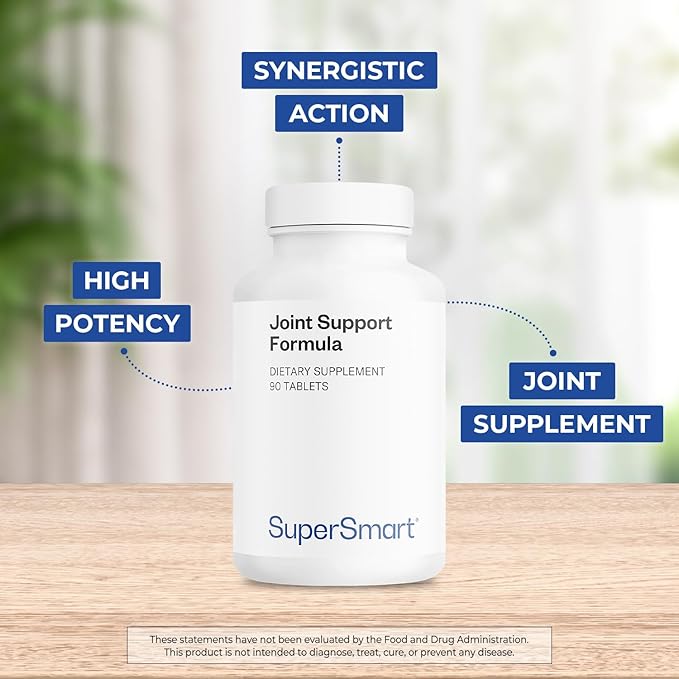 Supersmart - Joint Support Formula - with Glucosamine Chondroitin Hyaluronic Acid &amp MSM | Non-GMO &amp Gluten Free - 90 Tablets