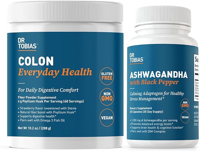 Dr. Tobias Colon Everyday Health and Ashwagandha Capsules Digestive Wellness &amp Resilience Bundle Supports Balanced Energy &amp Gut Health Vegan Non-GMO