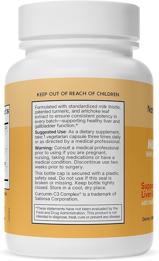 Natural Wellness Milk Thistle with Artichoke &amp Turmeric – Advanced Liver Support Supplement for Detox Regeneration &amp Antioxidant Protection – Supports Liver Cleanse Digestion &amp Overall W