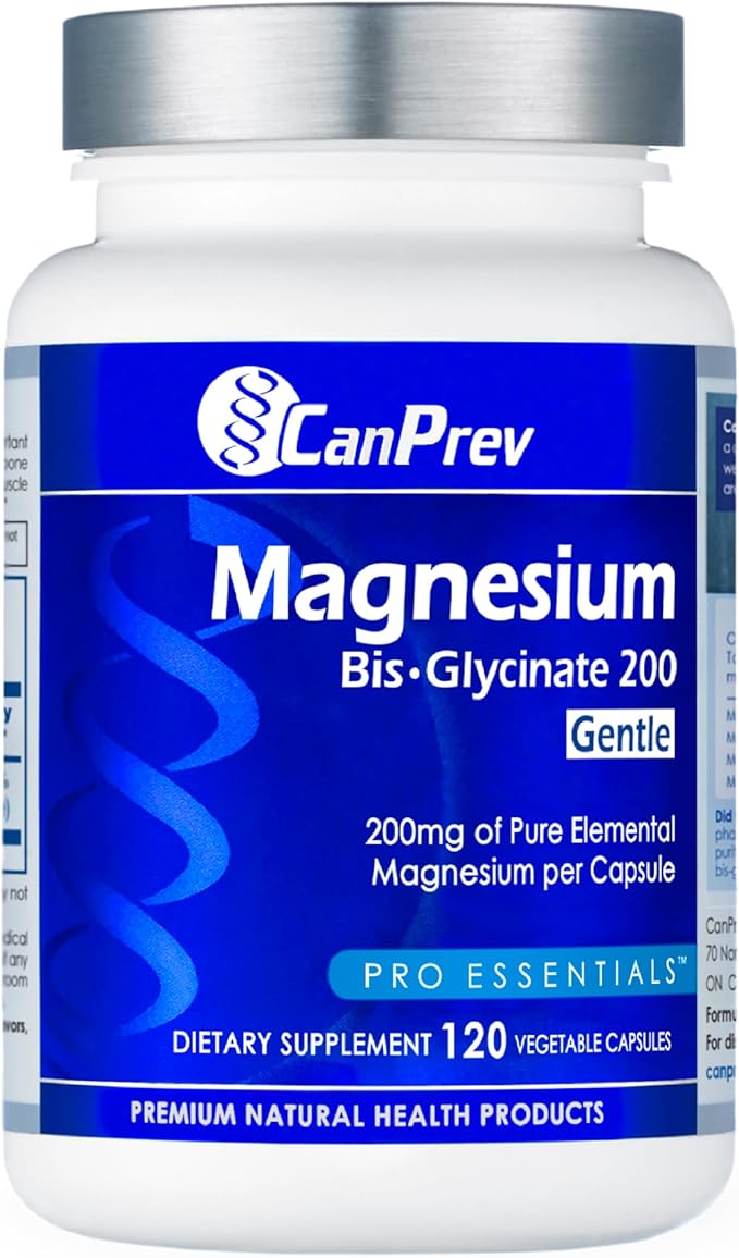 CanPrev Magnesium Bis-Glycinate Gentle 200mg 120 V-Caps 120-Day Supply - Pure Elemental Magnesium Supplement Supports Bone and Muscle Function Gentle on Stomach Perfect for Daily Magnesium Needs