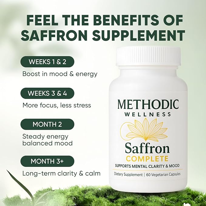 Saffron Complete Supplements 88.5mg Saffron Extract for Mood Energy Stress Relief &amp Sleep Non-GMO &amp Gluten-Free – 60 Vegetable Capsule
