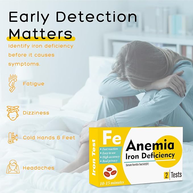 Iron Deficiency at Home Test Kit – 2 - Pack Anemia Iron Test Kit for Quick Response and Accurate Results. Suitable for Both.