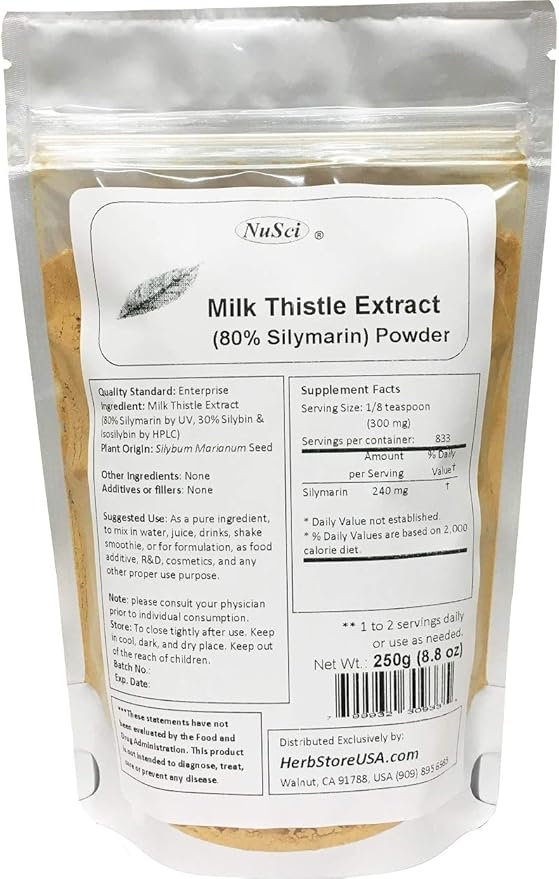Milk Thistle Extract 80% Silymarin Flavonoids Powder Support Liver (454g /1.0 Lb)