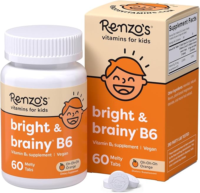 Renzo's Vitamins Back to School Bundle Bright &amp Brainy Vitamin B6 Picky Eater Kids Multivitamin and Kids Vitamin C with Elderberry &amp Zinc for Immune Support