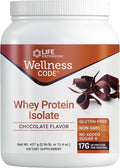 Life Extension Wellness Code® Whey Protein Isolate (Chocolate) Protein and branched-Chain Amino acids for Muscle Growth &amp Immune Health no Sugar Added Gluten Free Non-GMO 437 Grams 20 Servin