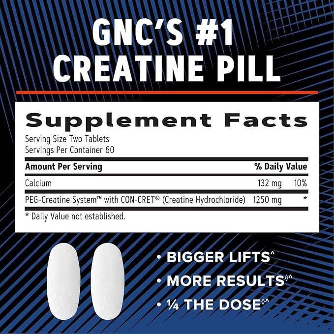 GNC AMP Creatine HCl 189 Pills Clinically Proven Strength &amp Muscle Builder Athletic Performance Energy Production Recovery Supplement Fast Absorbing Gluten Free Formula 60 Servings