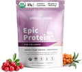 Sprout Living Epic Protein Plant Based Protein &amp Superfoods Powder Pro Collagen Berry | 15 Grams Organic Protein Powder Vegan Non Dairy Non-GMO Gluten Free Low Sugar (0.7 Pound 12 Serving