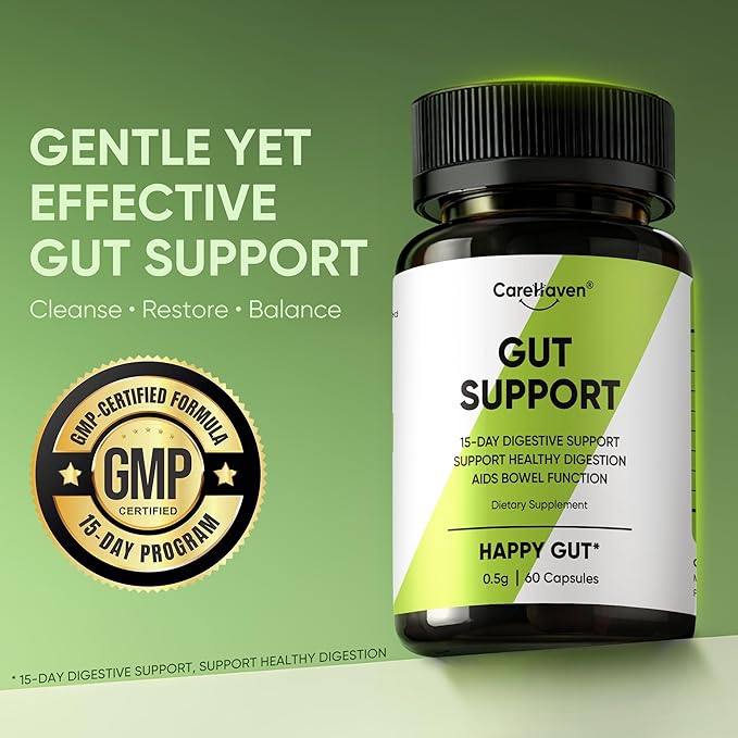 Gut Support Capsules - 15-Day Digestive Support with Psyllium Husk &amp Senna Leaf - Aids Bowel Function &amp Gut Wellness - 60 Active Capsules (3PCS)