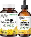 Wild &amp Organic Black Maca Root 120 Capsules &amp Ashwagandha Tincture 4 fl oz