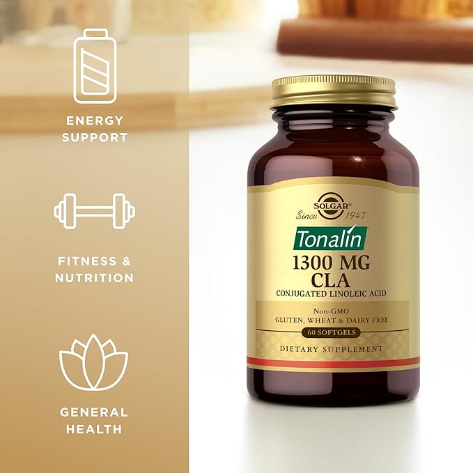 Solgar Tonalin CLA 1300 mg - 60 Softgels - Conjugated Linoleic Acid - Non-GMO Gluten Free Dairy Free - 60 Servings