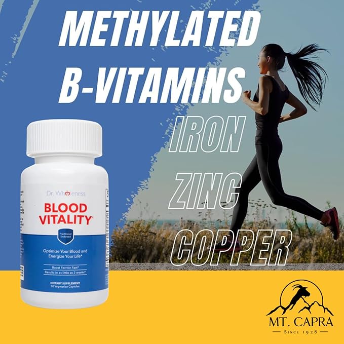 Dr. Wholeness Blood Vitality | Daily Iron/Multivitamin Supplement | Boost Ferritin and Energy Most Effective Iron Supplement High Potency Non-Constipating No Nausea and Bioavailable | 30 Capsules