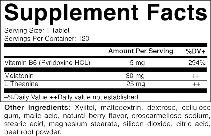 Vitamatic Melatonin 30mg Made with B6 Magnesium L-Theanine L-Tryptophan 5-HTP GABA Valerian Chamomile Passion Flower Ashwagandha &amp Black Pepper