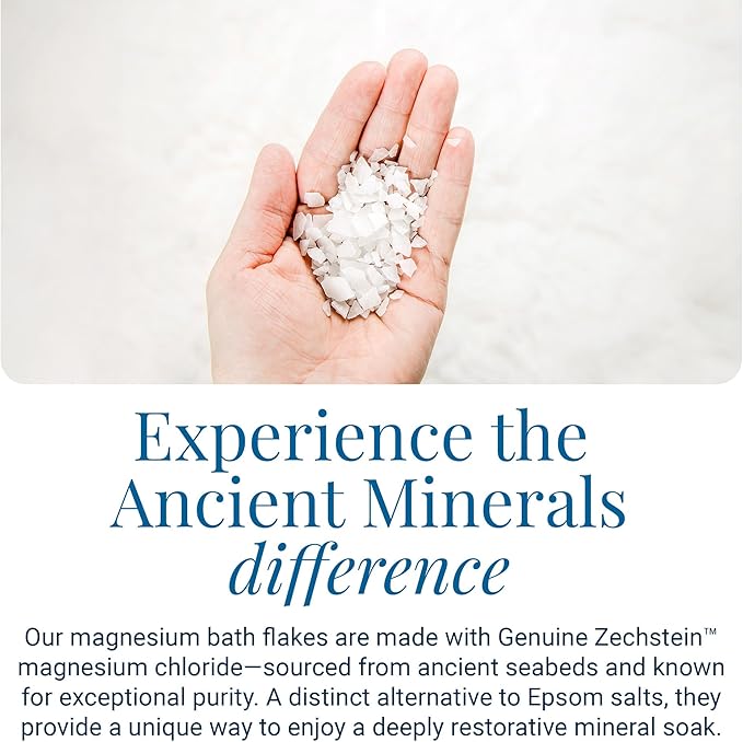 Ancient Minerals Magnesium Bath Flakes - Magnesium Oil Spray and Magnesium Lotion - Pure Genuine Zechstein Chloride