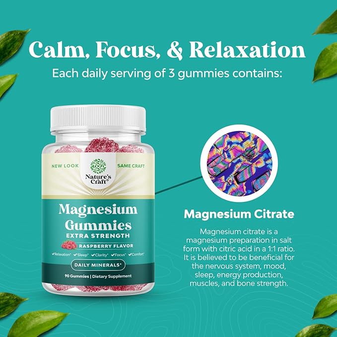 Bundle of Extra Strength Iron Supplement Gummies with Vitamin C &amp B Complex - Increase Red Blood Cells Supplement and Extra Strength Calm Magnesium Gummies with Elemental Mag - Body &amp Mind Rel