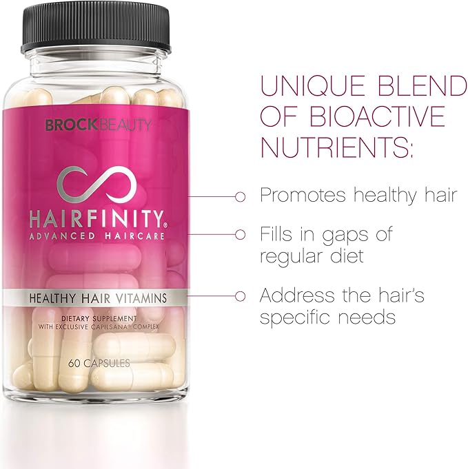 Hairfinity Hair Vitamins - Scientifically Formulated with Biotin Amino Acids and a Vitamin Supplement That Helps Support Hair Growth - Vegan - 60 Veggie Capsules (1 Month Supply)