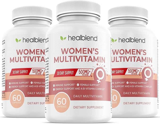 Women's Multivitamin with Biotin (Without Iron) - 20 Essential Vitamins and Minerals Supports General Health Energy &amp Immunity - 60 Capsules (3)
