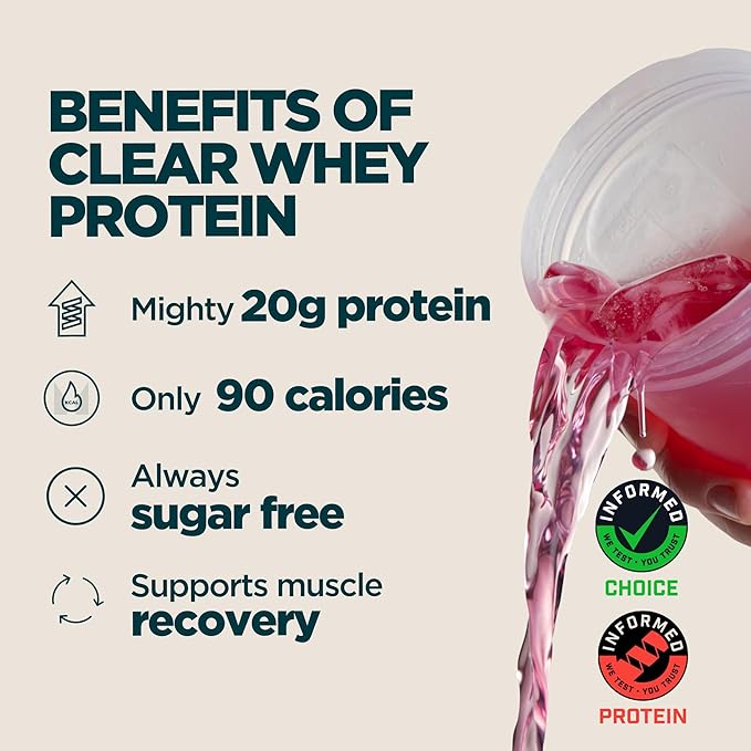Myprotein Clear Whey Isolate Protein Powder 20 Servings (1.1lbs) Fruit Punch 20g Protein per Serving Naturally Flavored Drink Mix Daily Protein Intake for Superior Performance