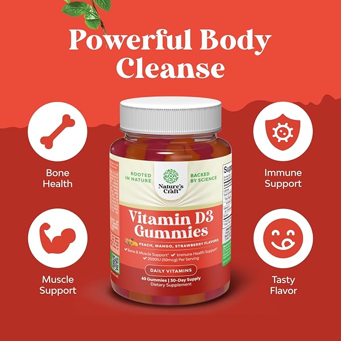 Bundle of Vitamin D3 Gummies with 2000IU per Serving Bone Muscle &amp Immune Support and Delicious Daily Multivitamin for Women for Energy and Immunity - Gummy Vitamins for Women's Health &amp Welln
