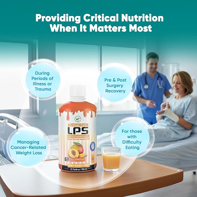 Nutritional Designs LPS Liquid Collagen &amp Whey Protein Supplement Sugar-Free Non-GMO Drink Promotes Healthy Skin &amp Hair for Men &amp Women. (Critical Care) Honey Vanilla
