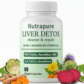 Nutrapure Liver Detox Capsules 20-in-1 Milk Thistle Liver Detox Supplement with Dandelion Root Turmeric Artichoke Leaf &amp More Non-GMO 60 Vegetarian Capsules (1)