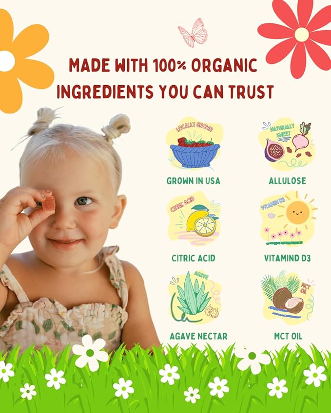 Vitamin D3 Gummies for Kids 2+ – Clean Ingredient Strawberry Gummies Vegan &amp Non-GMO Low Glycemic Vitamin D Supplement for Immune &amp Bone Support 30 Count