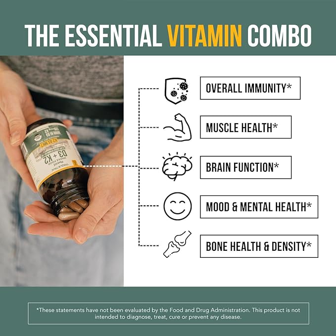 Organic Plant D3 + K2 | 10000 IU D3 + 120 mcg K2 as All-Trans MK7 from MenaQ7® - 100% Whole Food Raw &amp Vegan | Enhanced Digestion with Prebiotic &amp Superfood Complex – D3 from Organic Algae (6