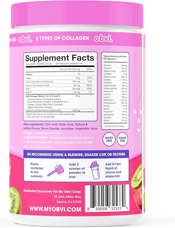 Obvi Collagen Peptides - Strawberry Kiwi
