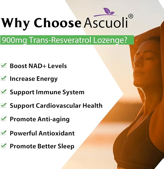 Sublingual Trans-Resveratrol Purity 99% 3-in-1 Advanced Formula Resveratrol Supplement for Boost NAD+ Immune &amp Energy Support Anti-Aging Skin Health &amp Antioxidant 240 Lozenge (240-Day Sup