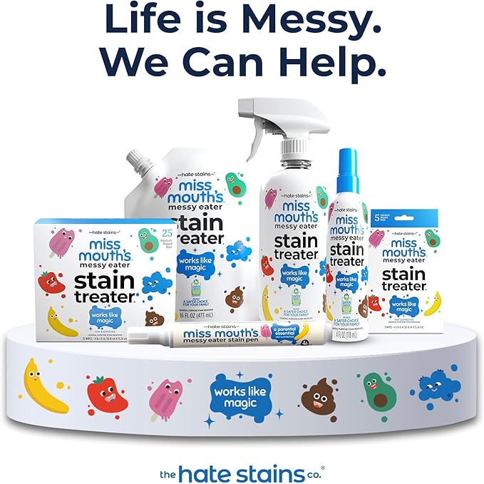 Miss Mouth's Messy Eater Stain Treater Spray - 4oz 3 Pack Stain Remover - Newborn &amp Baby Essentials - No Dry Cleaning Food Grease Coffee Off Laundry Underwear Fabric