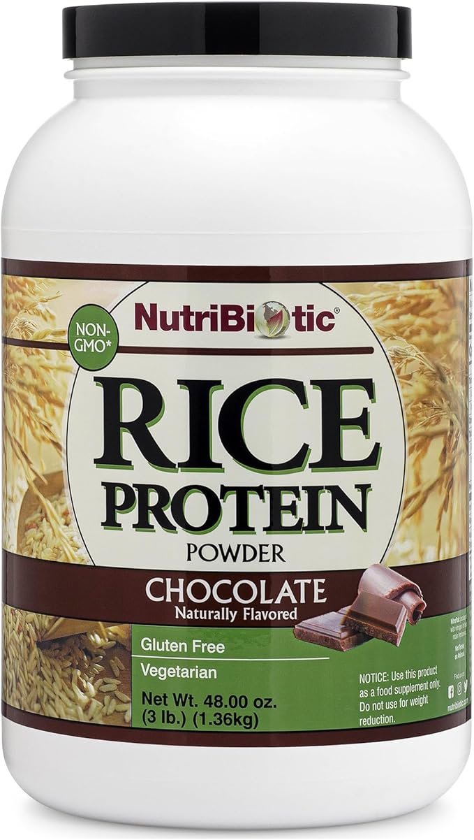 NutriBiotic – Chocolate Rice Protein 3 Lb (1.36kg) | Low Carb Vegetarian &amp Keto-Friendly Raw Protein Powder | Grown &amp Processed Without Chemicals GMOs or Gluten | Easy to Digest &amp Nutri