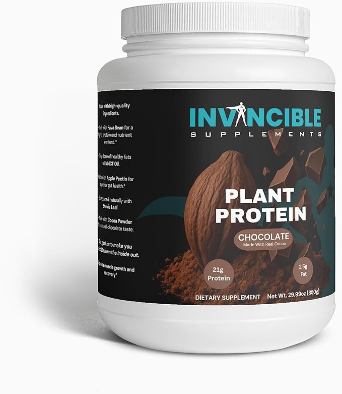 100% Plant Protein Powder Chocolate | 21g Vegan Protein Made with Cocoa Dairy-Free Gluten-Free Muscle Recovery &amp Weight Management Supplement Tendra® Fava Bean Protein