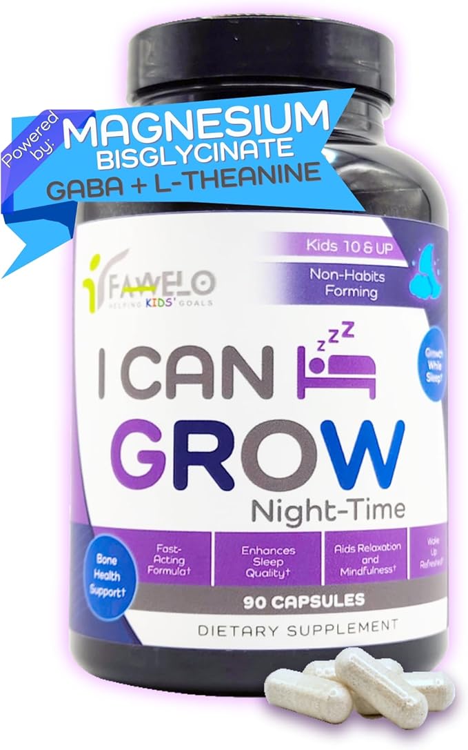 I Can Grow NightTime Kids Vitamins Multivitamin Sleep Aid | Magnesium for Kids with Magnesium Bisglycinate | Natural Calm &amp Recovery | magnesio complex | Vitaminas para Niños con Glicinato de Magn