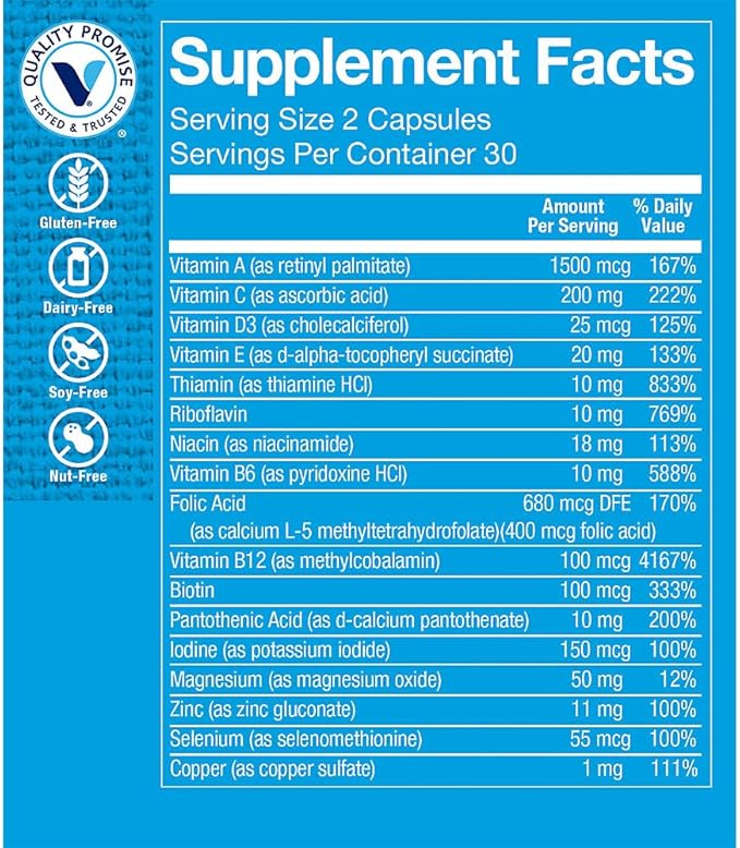 The Vitamin Shoppe Multivitamin + Gut Health a with Prebiotic Probiotic &amp Digestive Enzymes (60 Capsules)